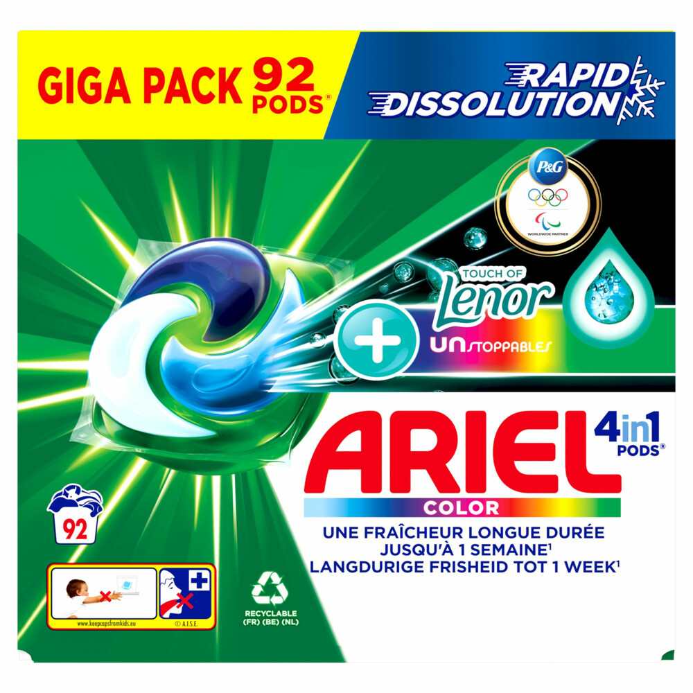 Ariel 4in1 Pods Wasmiddelcapsules Color Lenor Unstoppables 92 Stuks