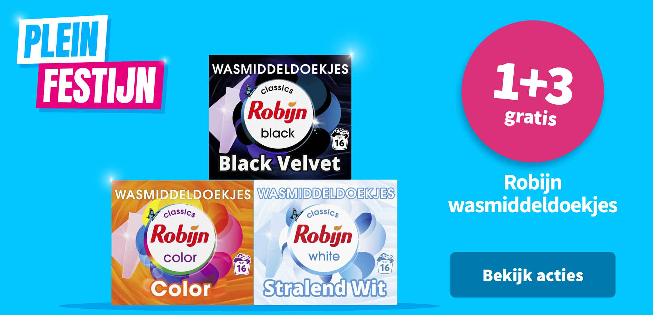 1+3 gratis op Robijn wasmiddeldoekjes