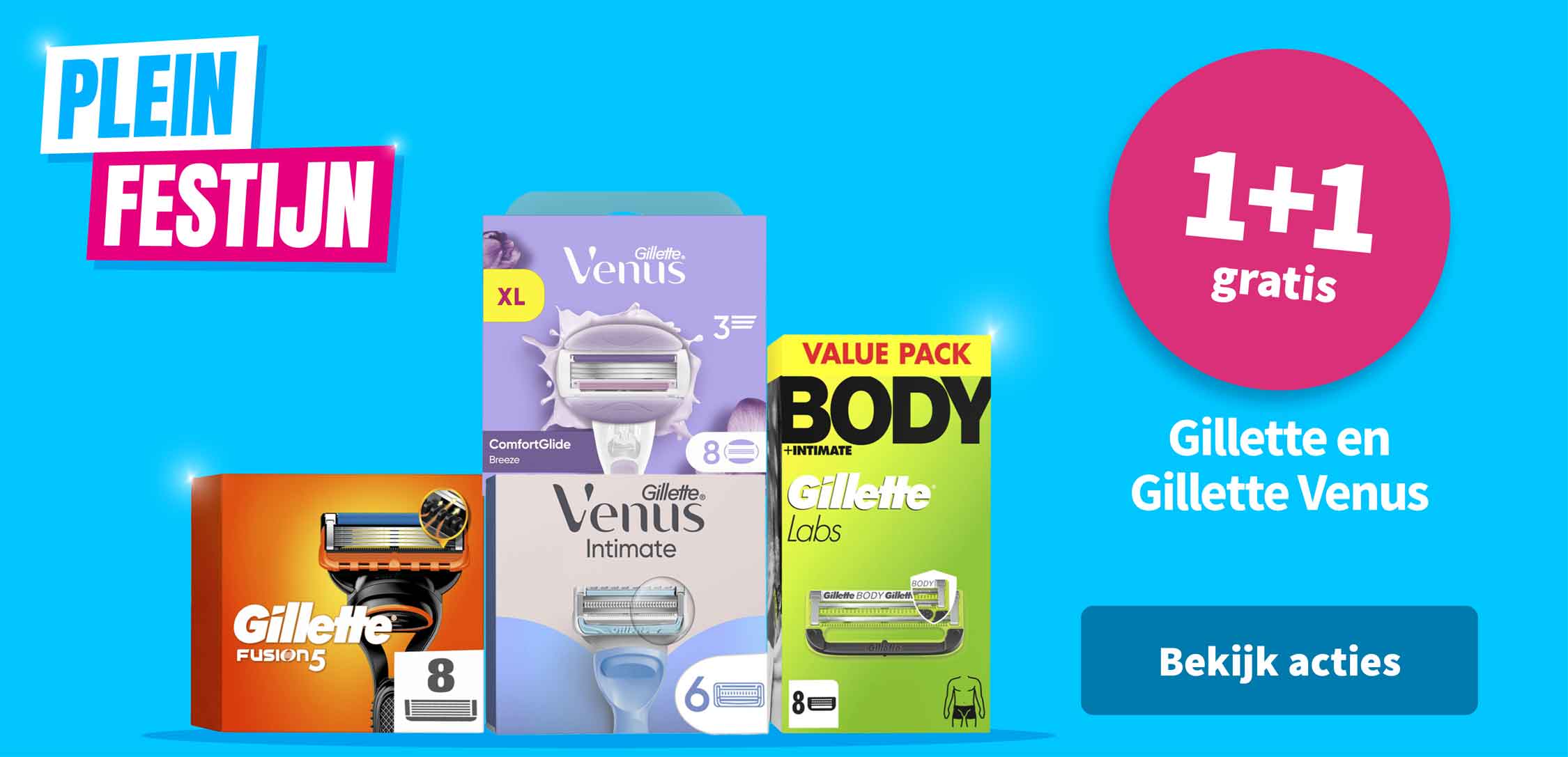 1+1 gratis op Gillette en Gillette Venus