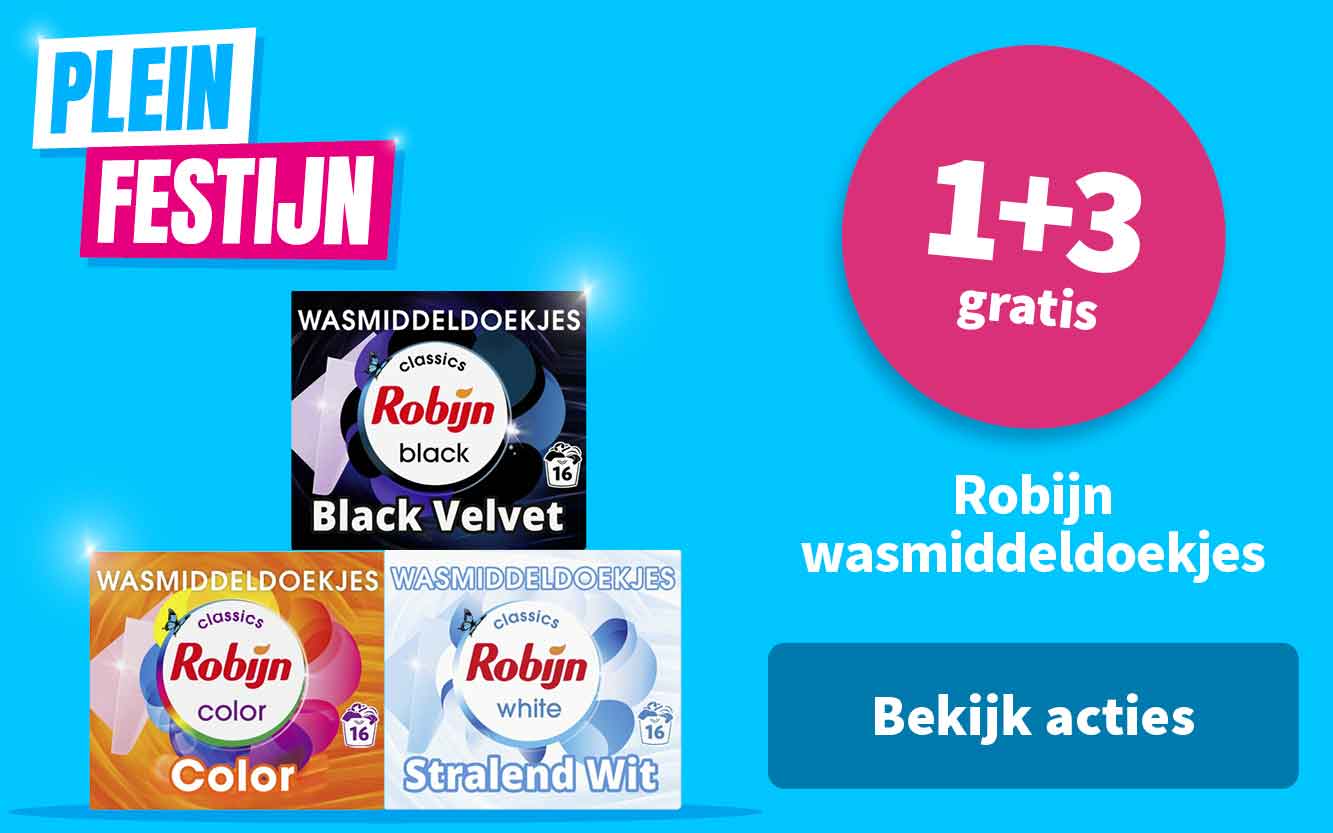 1+3 gratis op Robijn wasmiddeldoekjes