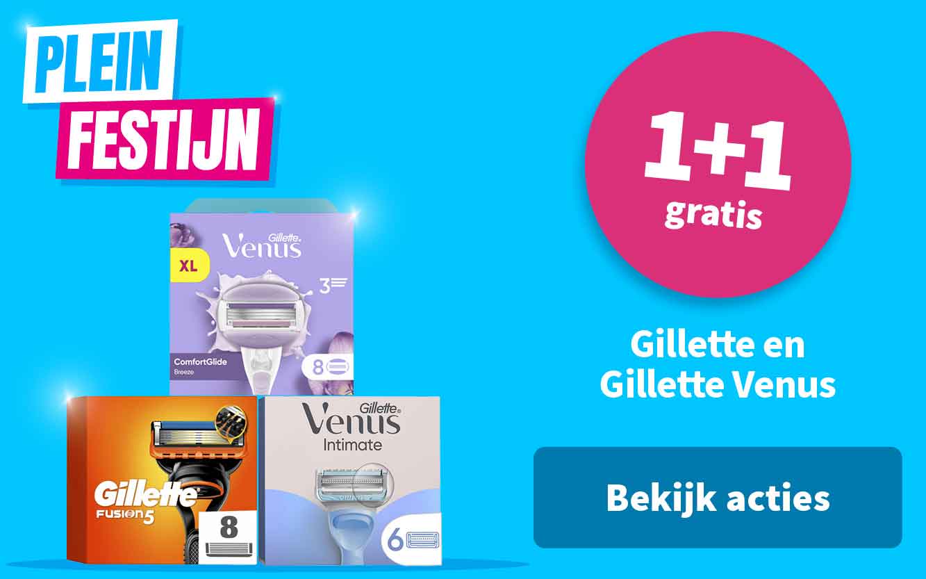 1+1 gratis op Gillette en Gillette Venus