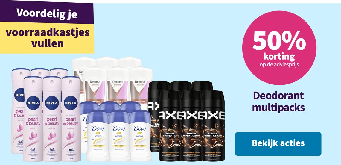 50% korting op deodorant multipacks