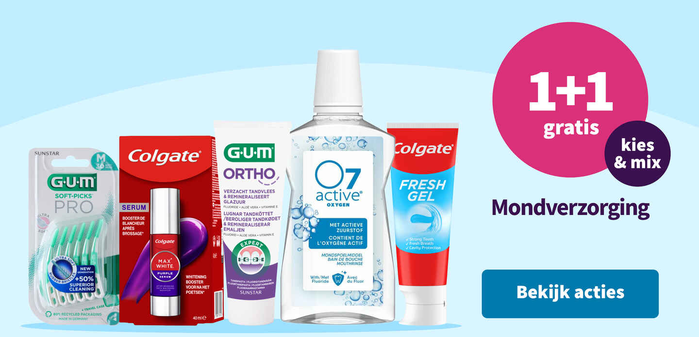 1+1 gratis op heel veel mondverzorging