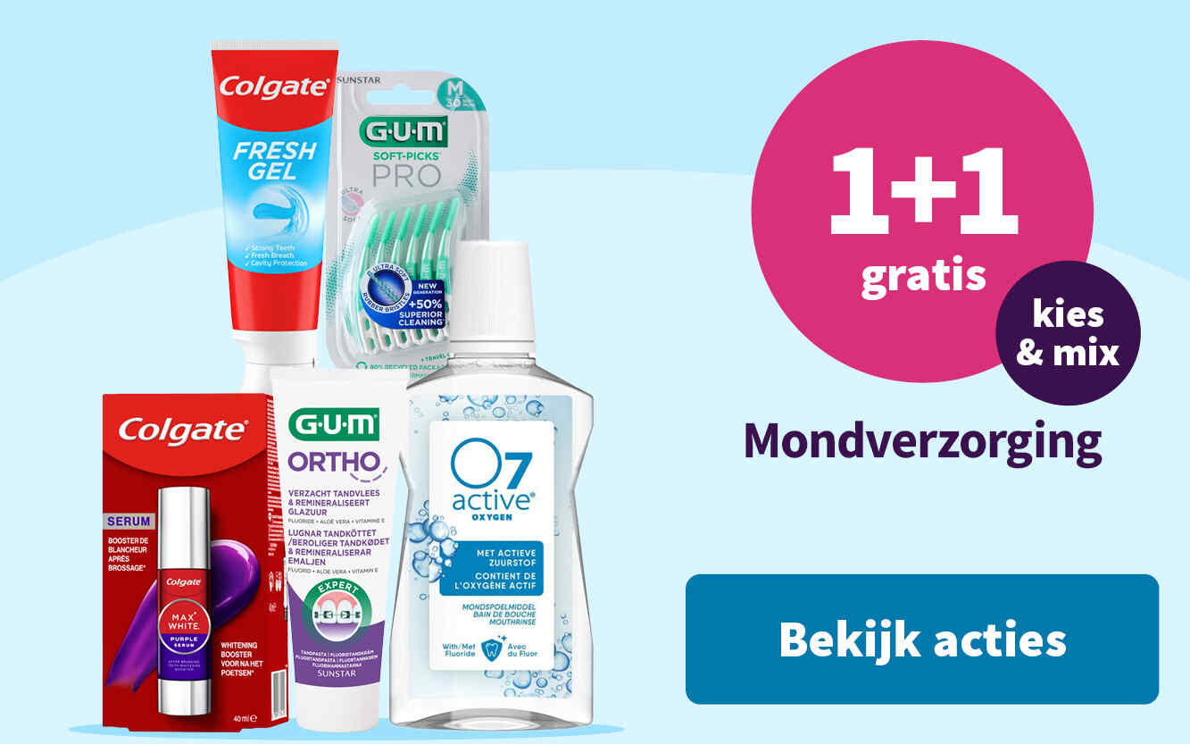 1+1 gratis op heel veel mondverzorging