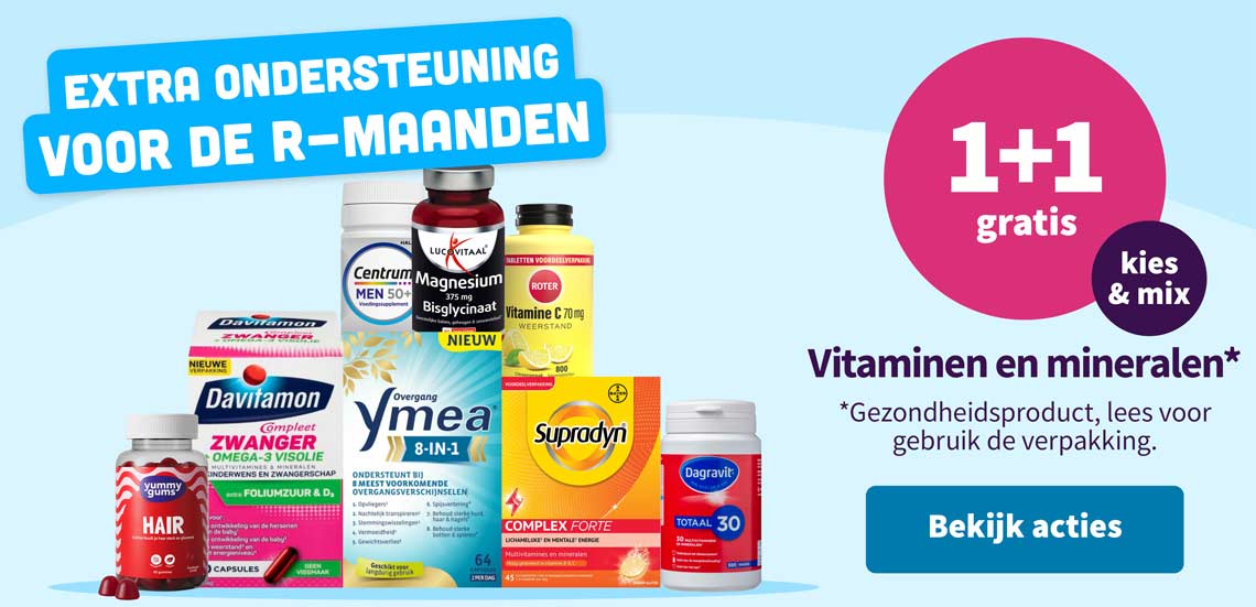 1+1 gratis op vitaminen en mineralen