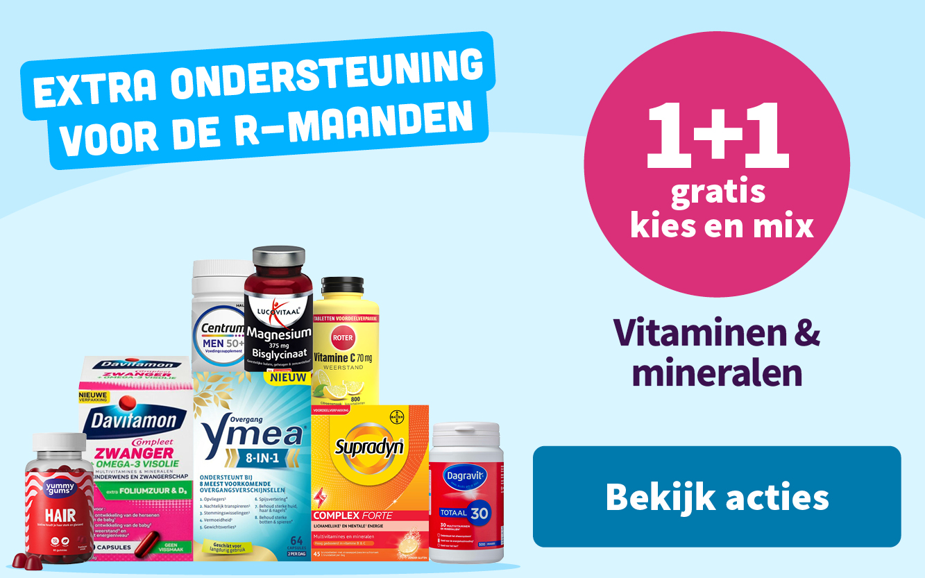 1+1 gratis op vitaminen en mineralen
