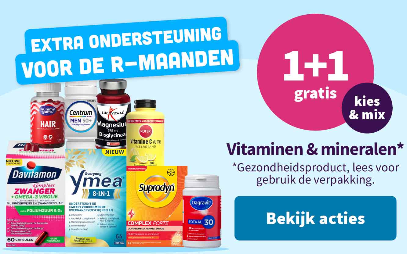 1+1 gratis op vitaminen en mineralen