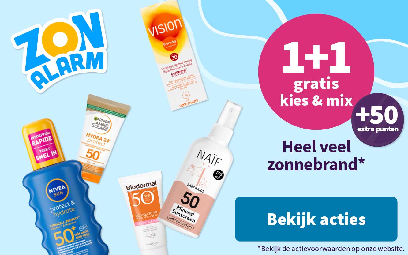 Heel veel zonnebrand 1+1 gratis kies en mix