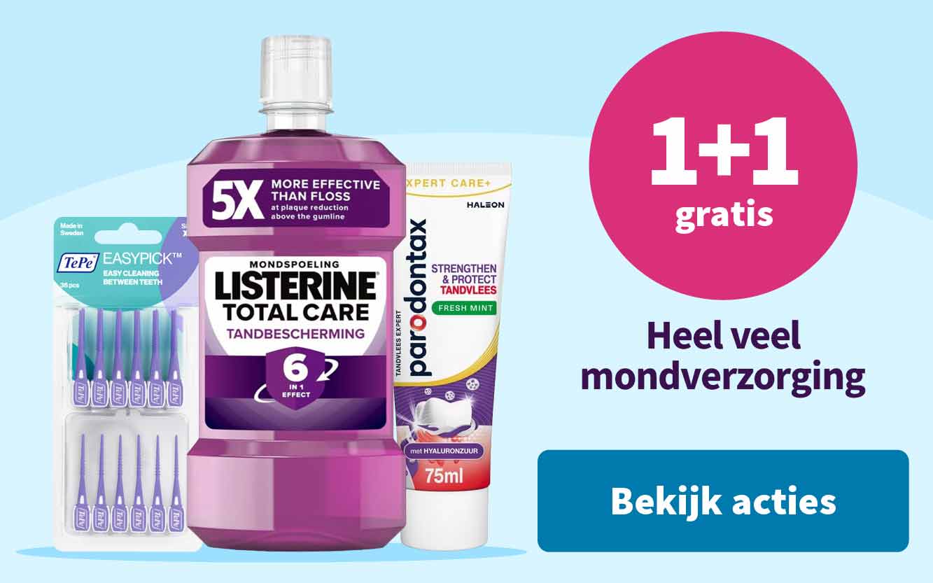 1+1 gratis op heel veel mondverzorging