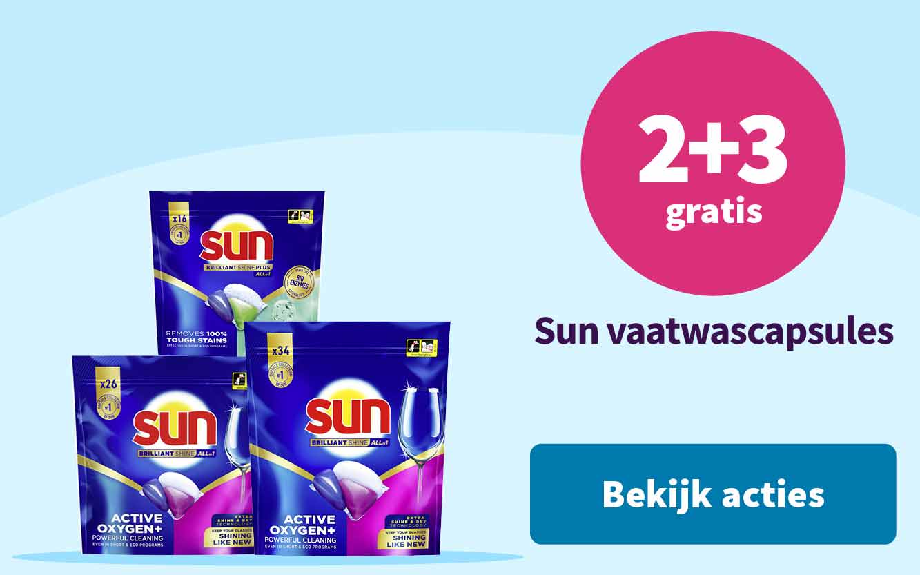 2+3 gratis op Sun vaatwascapsules