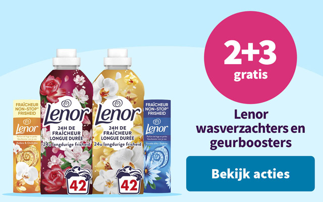 2+3 gratis op Lenor wasverzachters en geurboosters