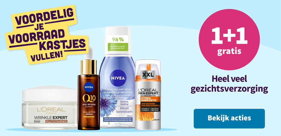 1+1 gratis op gezichtsverzorging