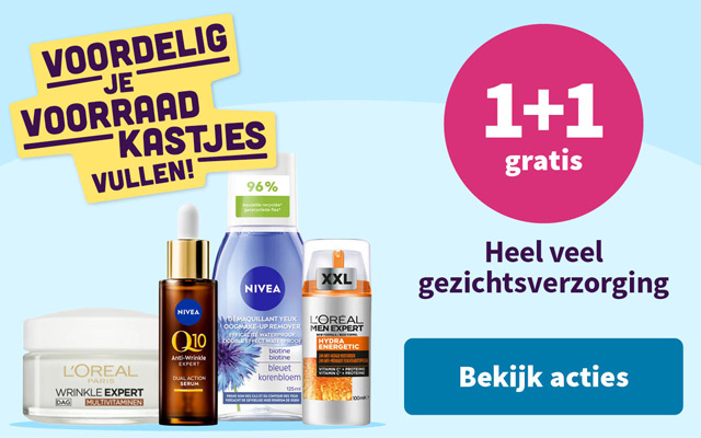 1+1 gratis op gezichtsverzorging