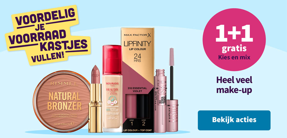 1+1 gratis op heel veel make-up