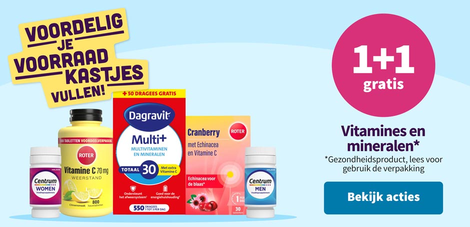 1+1 gratis op vitaminen en mineralen