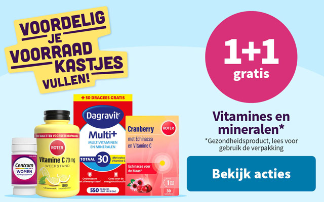 1+1 gratis op vitaminen en mineralen