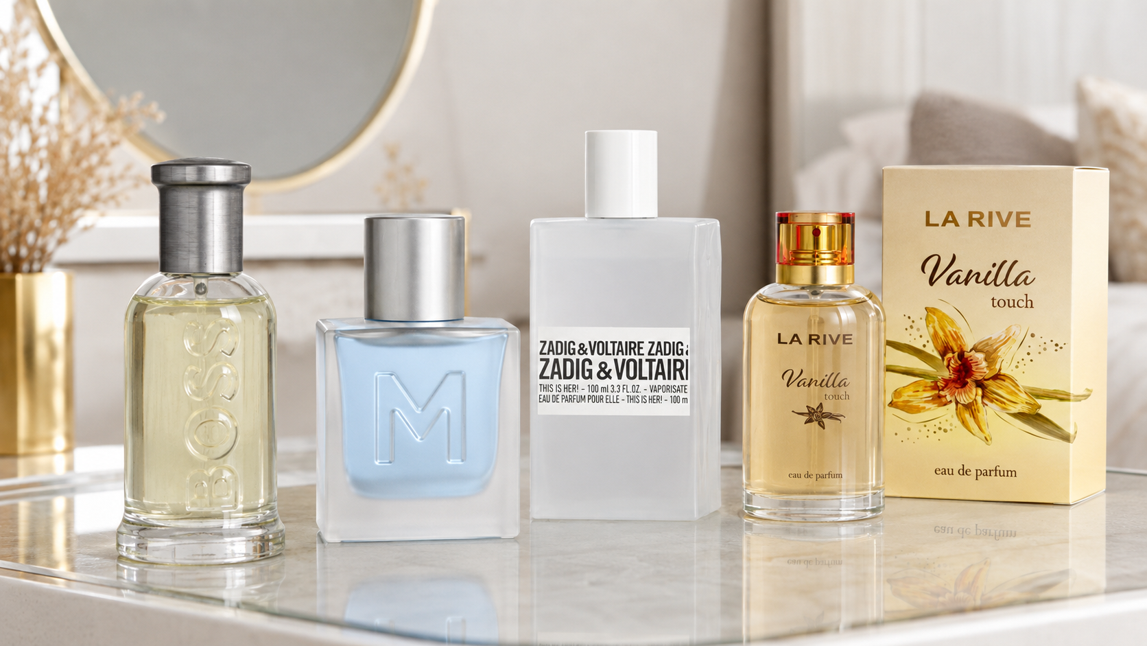 verschillende eau de toilette en eau de parfum flacons
