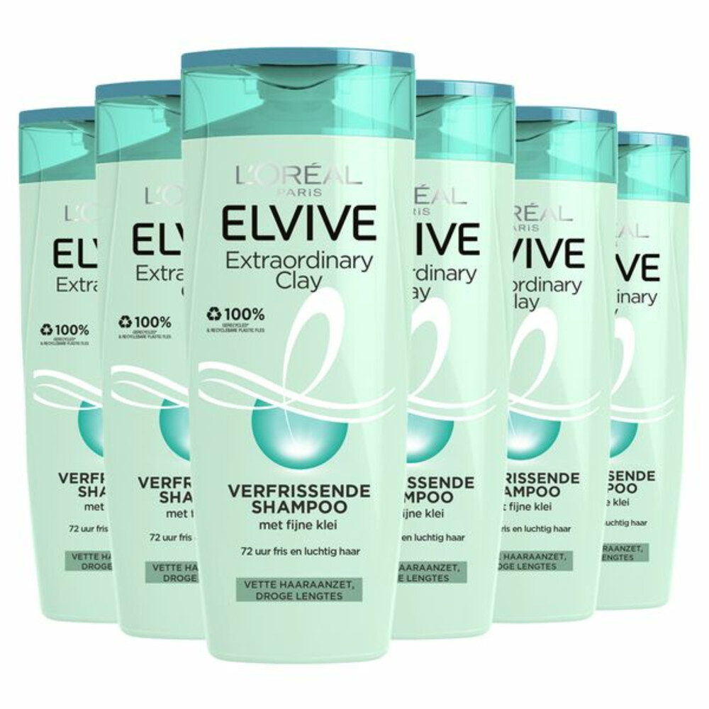 6x L'Oréal Elvive Extraordinary Clay Shampoo 250 ml