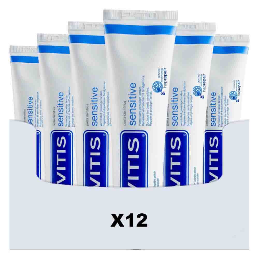 12x Vitis Tandpasta Sensitive 75 ml