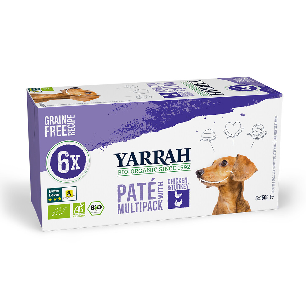 4x Yarrah Multipack Paté Graanvrij Kalkoen&Aloë Vera 900 gr