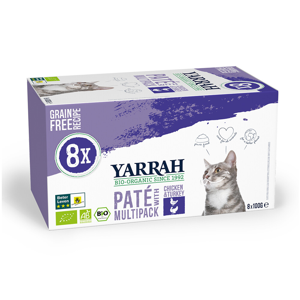 Haan de studie Voeding Yarrah Bio Kattenvoer Multipack Paté Graanvrij Kip - Kalkoen 8 x 100 gr |  Plein.nl