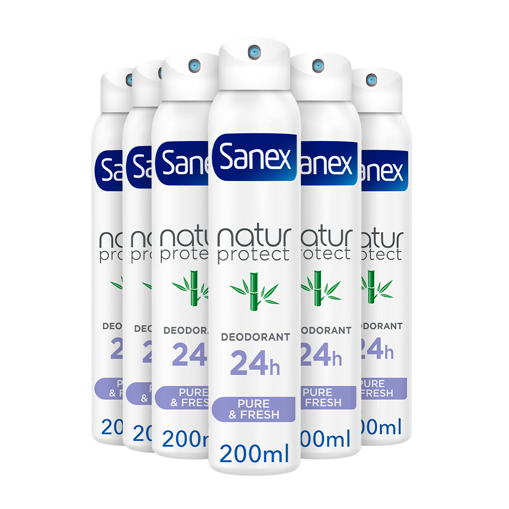 6x Sanex Deodorant Spray Natur Protect Bamboo Pure&Fresh 200 ml