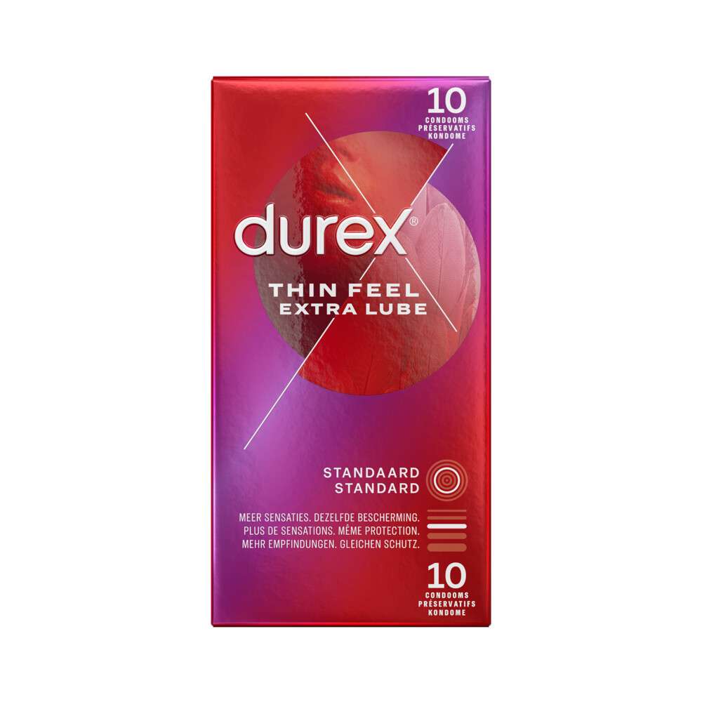 2x Durex Condooms Thin Feel met Extra Glijmiddel 10 stuks