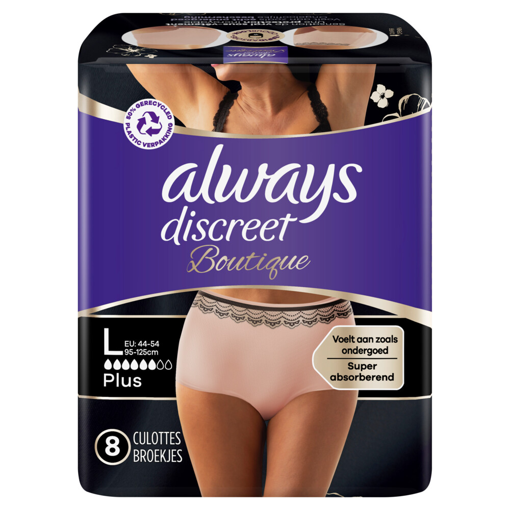 Always Discreet Broekjes Voor Urineverlies Boutique Beige Plus Maat L Stuks Plein Nl