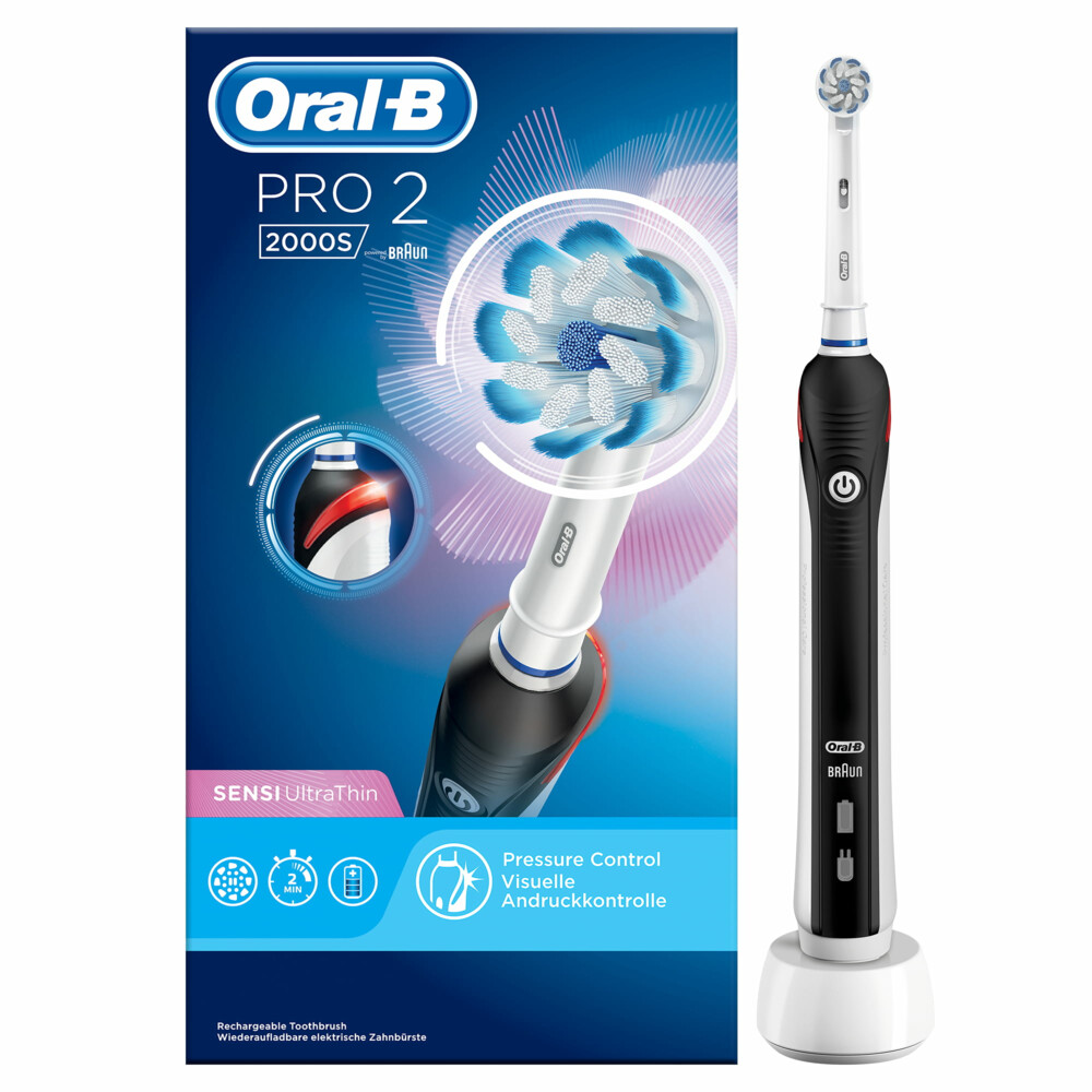 eigendom nachtmerrie Springplank Oral-B Elektrische Tandenborstel Pro 2 2000 Sensitive UltraThin Black 1  Stuk | Plein.nl