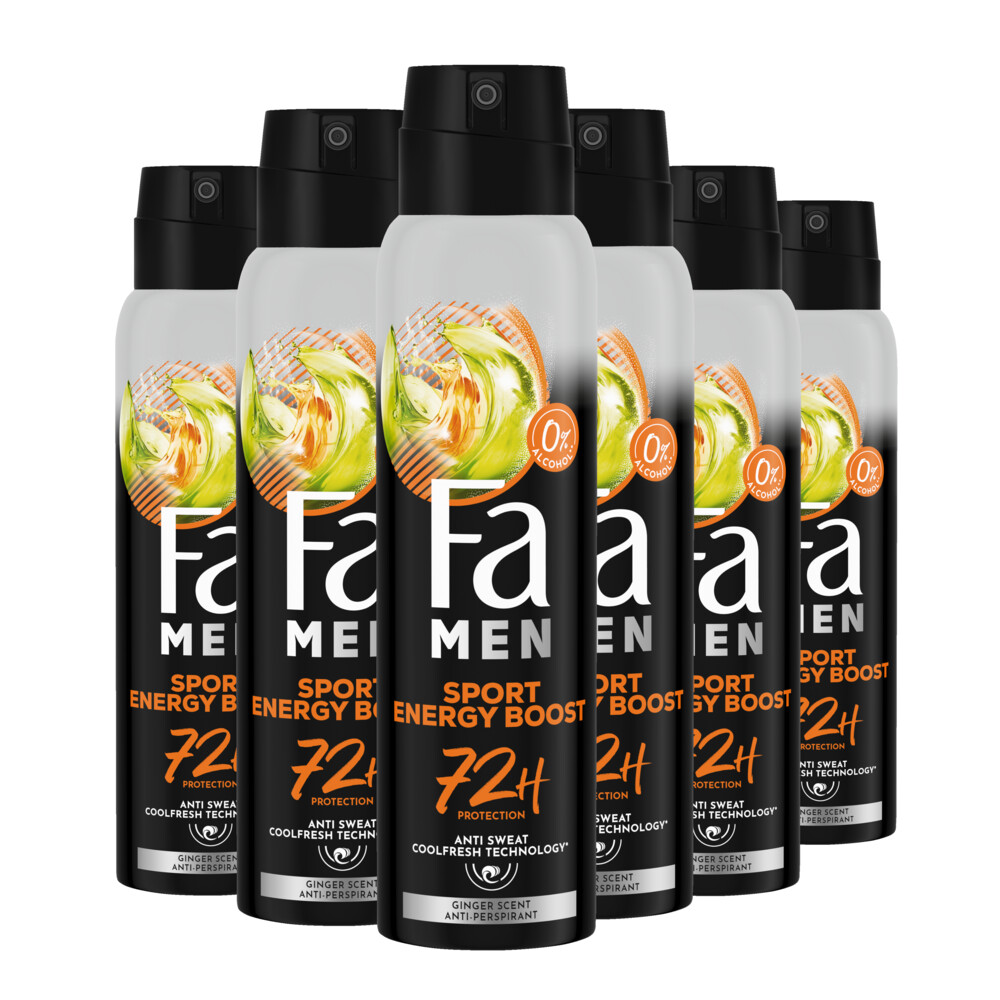 6x Fa Men Deodorant Spray Sport Energy Boost 150 ml