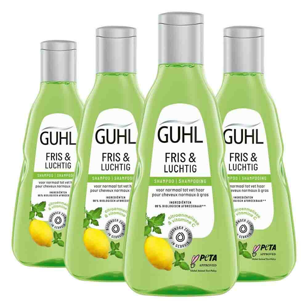 4x Guhl Shampoo Fris&Luchtig 250 ml