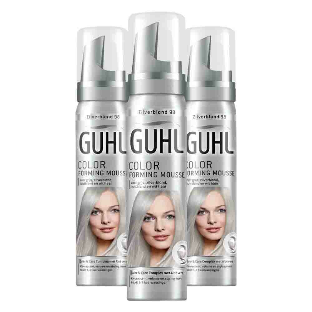 3x Guhl Color Forming Mousse Zilverblond 98 75 ml
