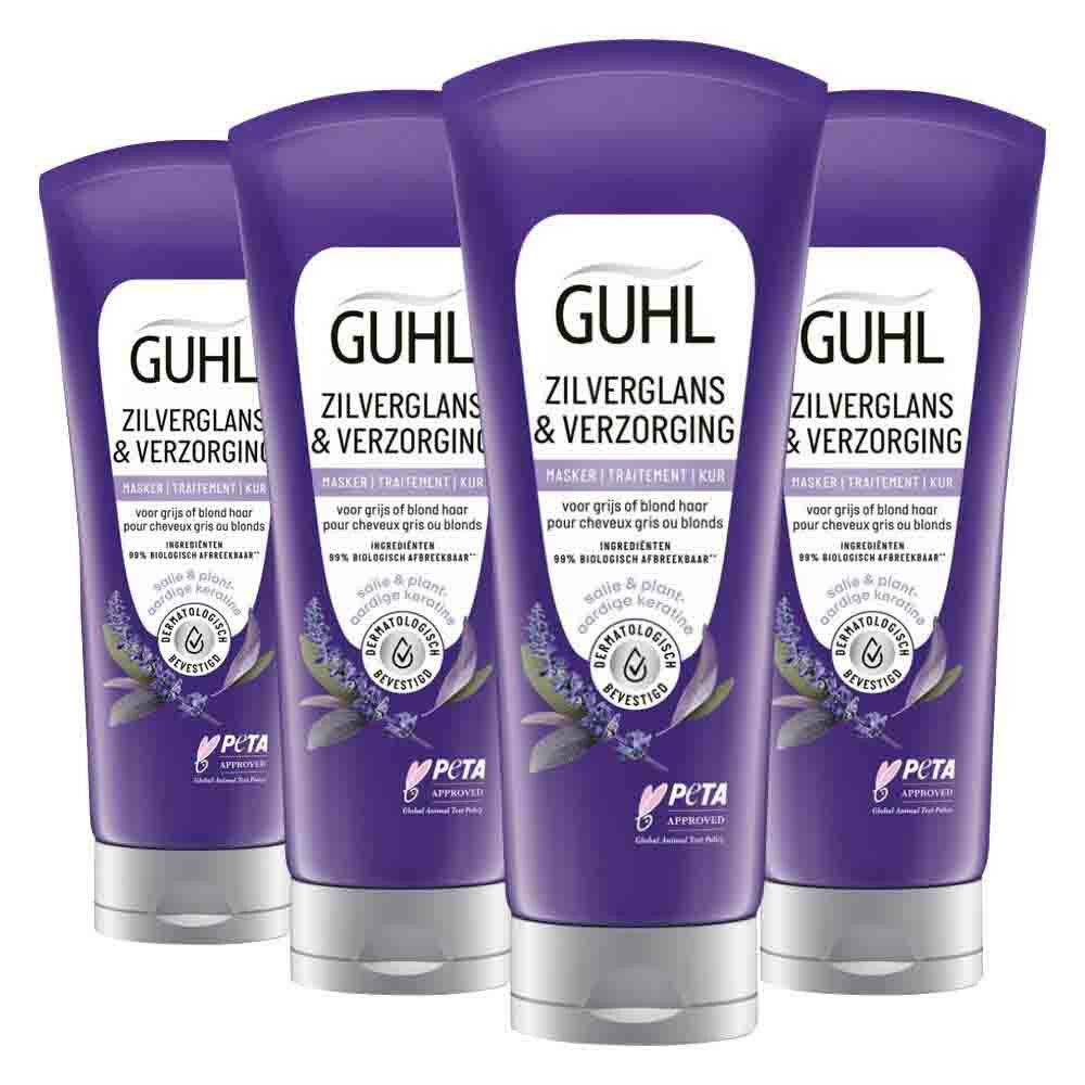 4x Guhl Zilverglans&Verzorging Anti-Geel Haarmasker 200 ml