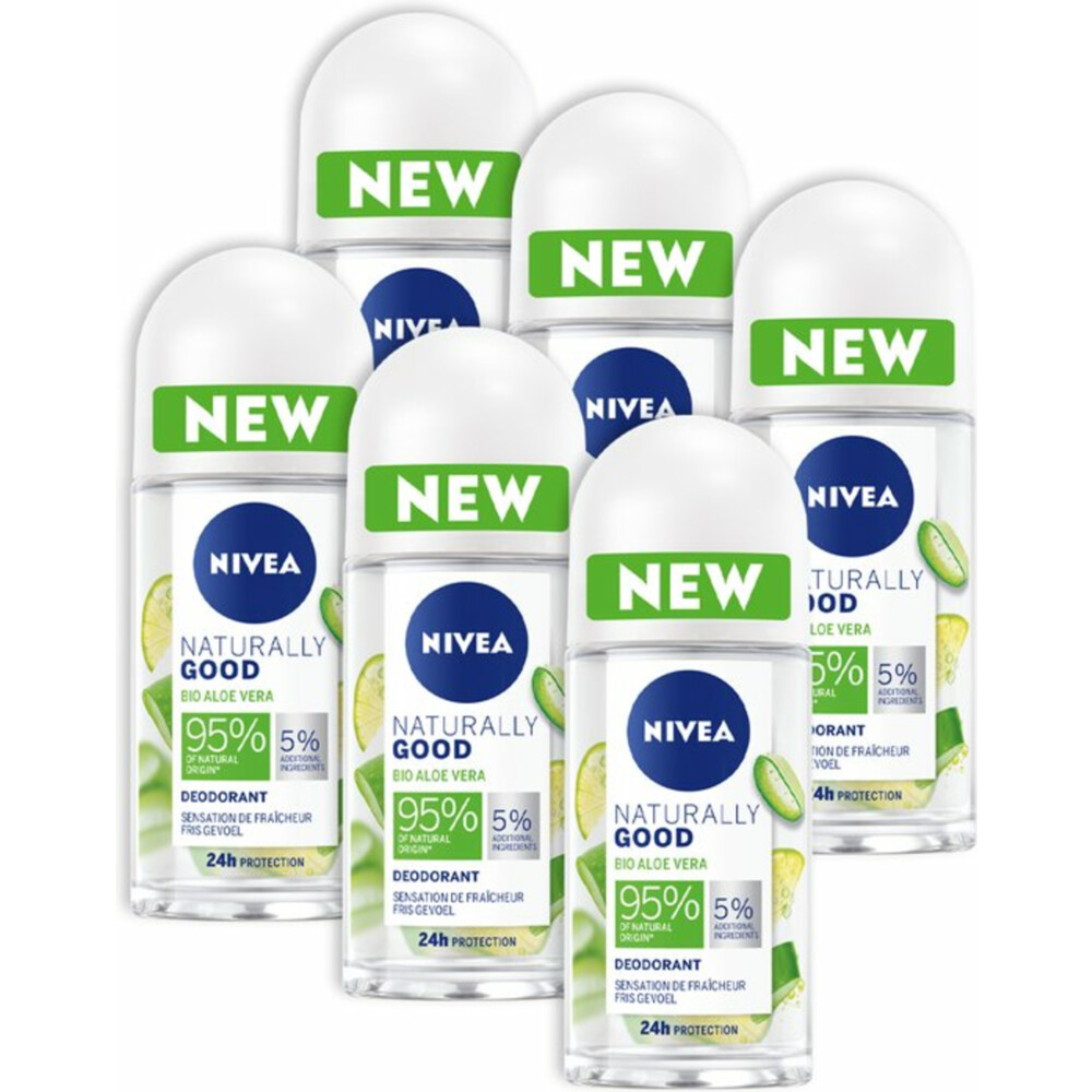 6x Nivea Deodorant Roller Naturally Good Aloe Vera 50 ml