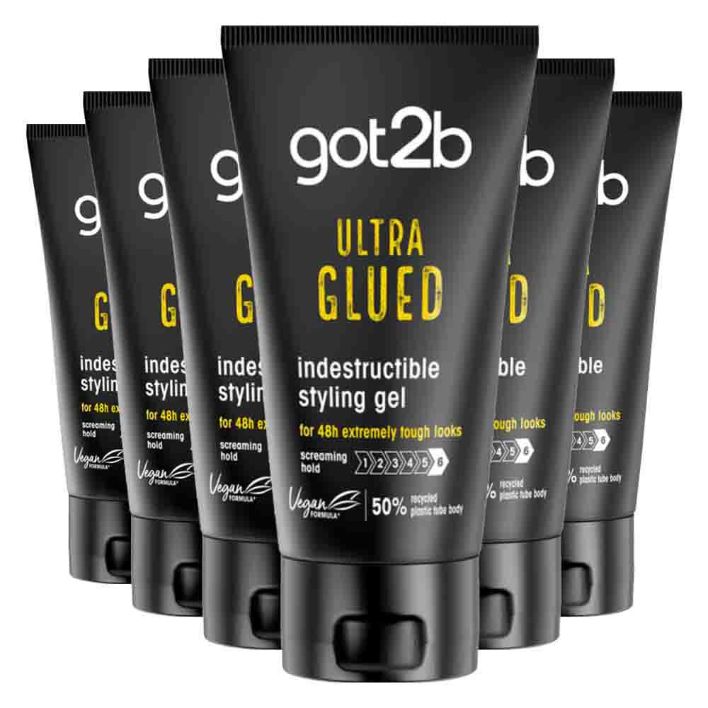 6x Got2b Ultra Glued Indestructible Styling Gel 150 Ml