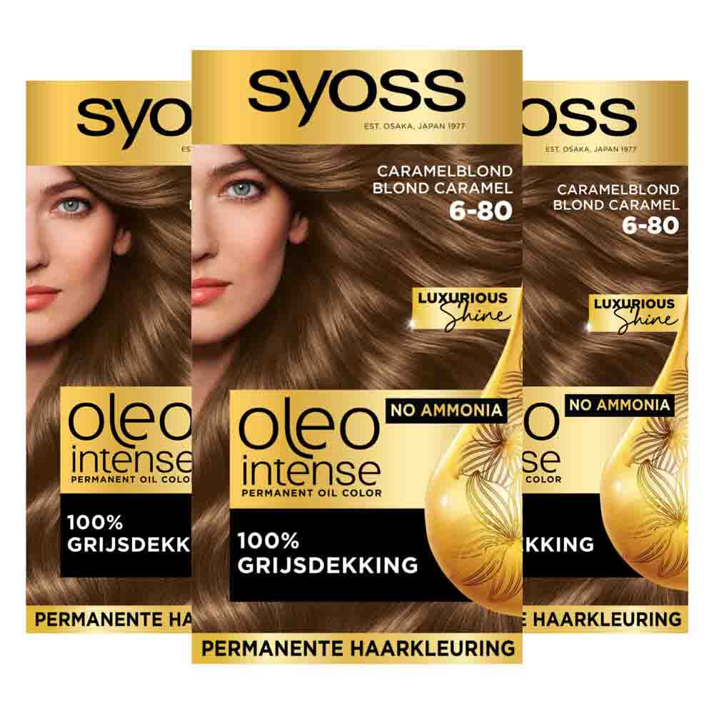 3x Syoss Oleo Intense Haarverf 6-80 Caramel Blond