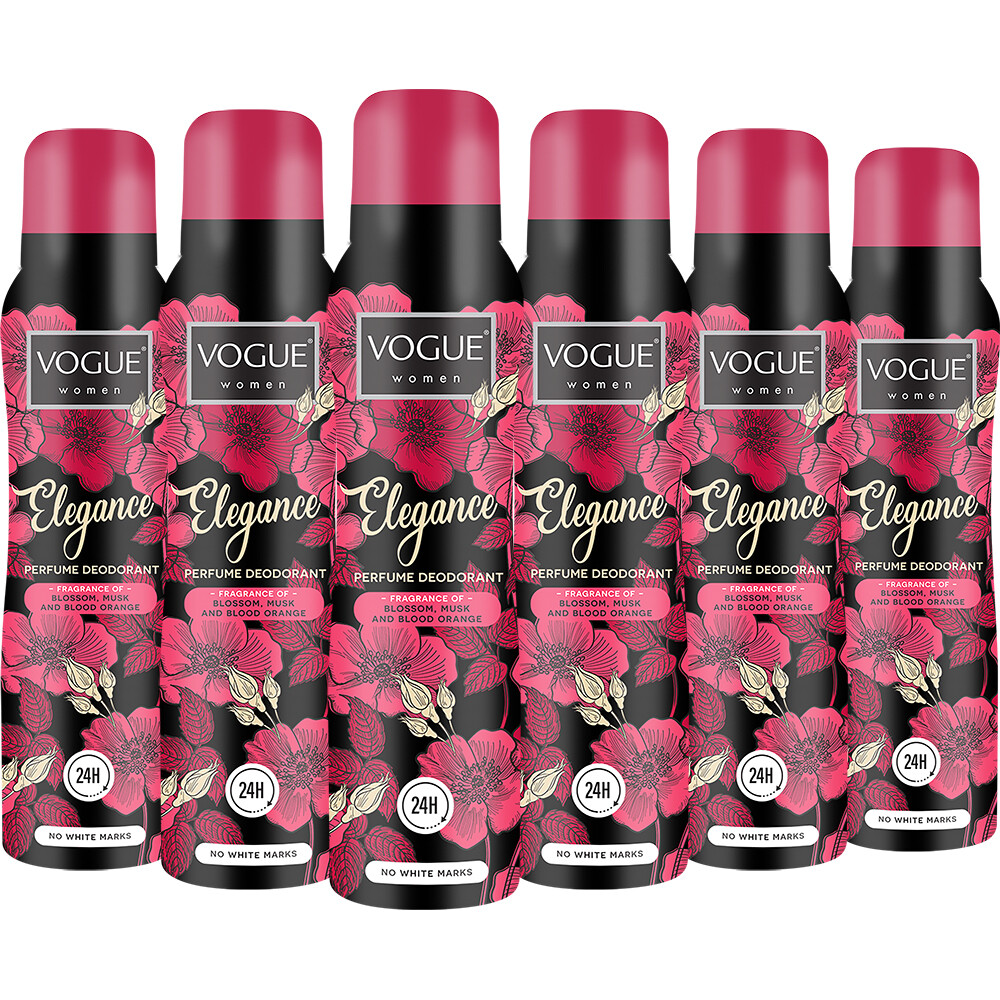 6x Vogue Elegance Parfum Deodorant 150 ml
