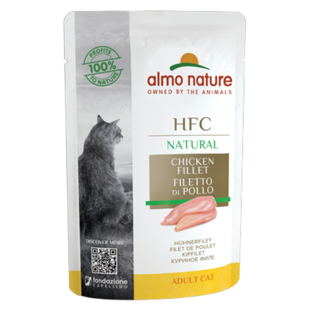 24x Almo Nature HFC Natural Kattenvoer Nat Maaltijdzakje Kipfilet 55 gr