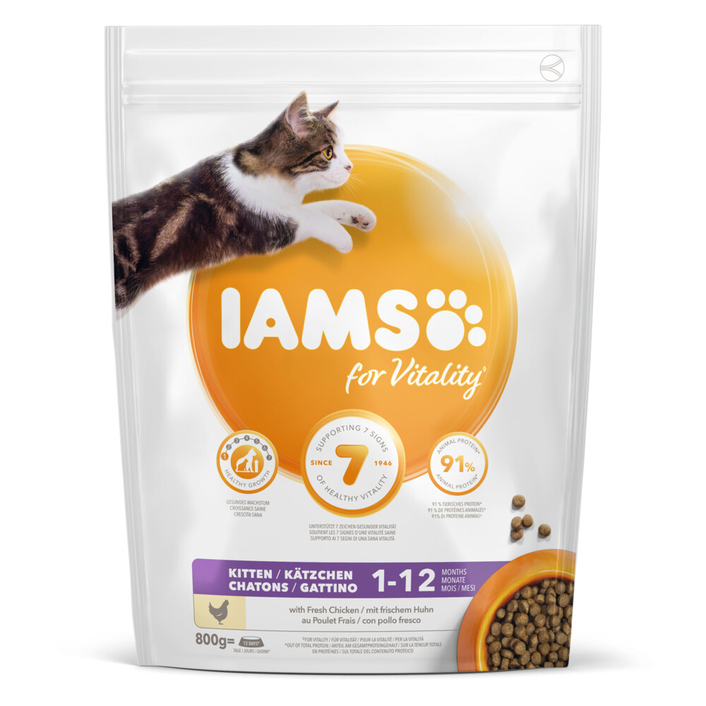 5x Iams Kat Kitten/Junior Kip 800 gr