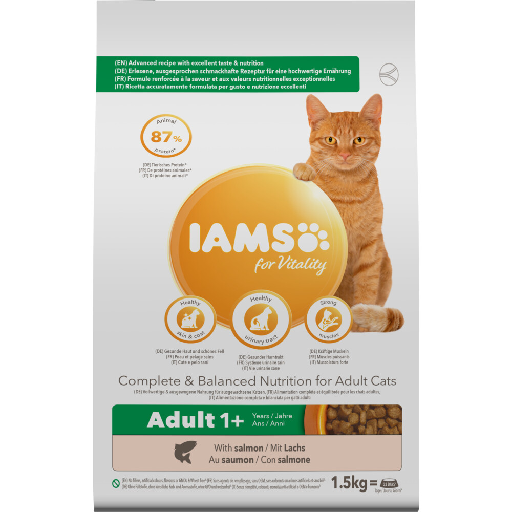 4x Iams Kat Adult Zalm 1,5 kg