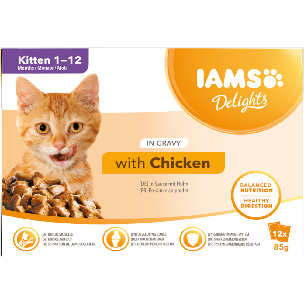 Iams Delights Kitten Kip in Saus 12 x 85 gr