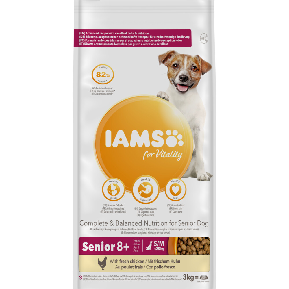 3x Iams Dog Senior Small - Medium Kip 3 kg