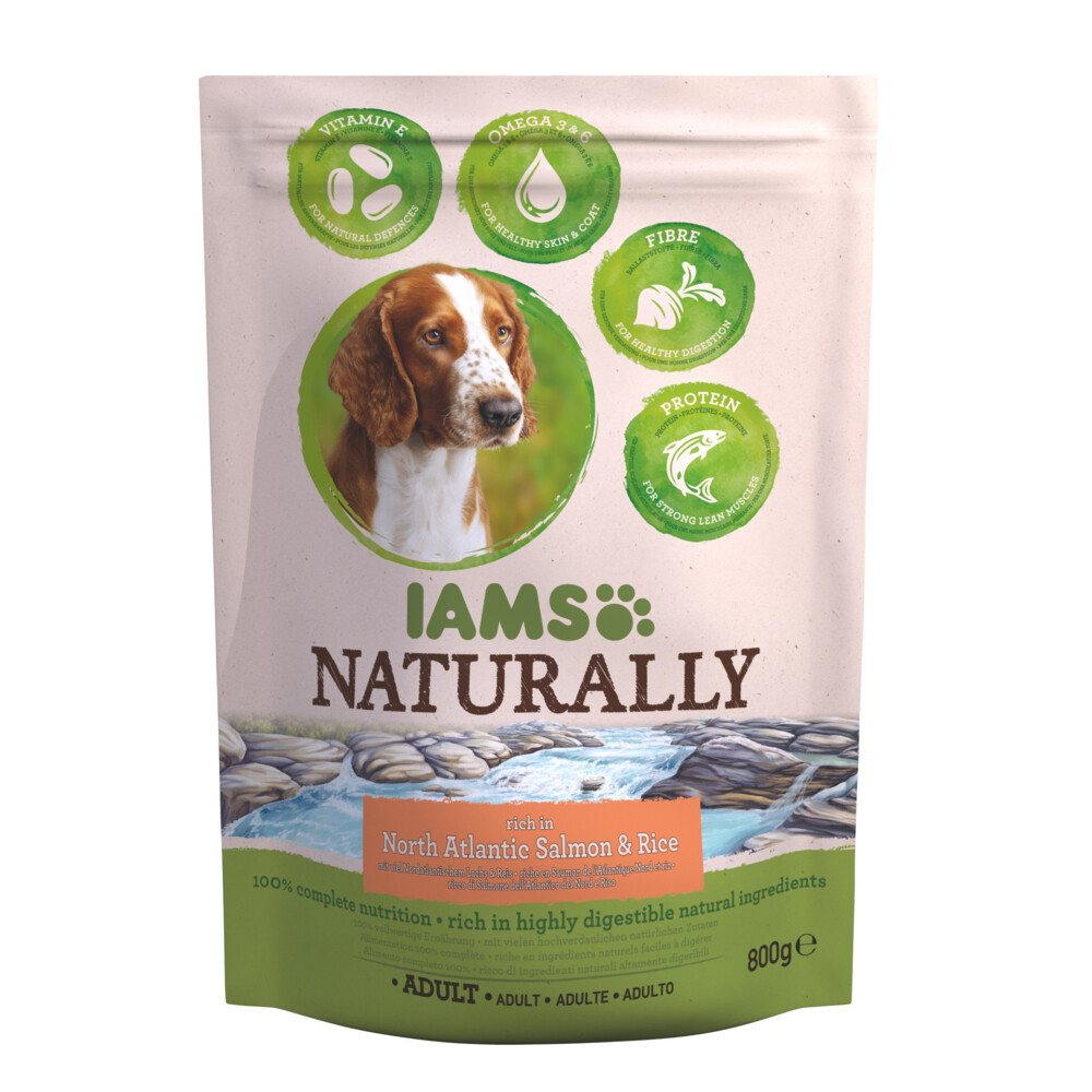 IAMS Naturally Dog Adult Atlantische Zalm & Rijst 800 gr | Plein.nl
