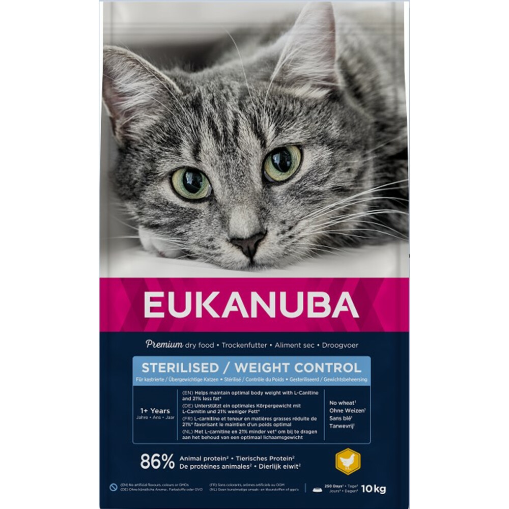 Eukanuba Adult Overweight-Sterilised kattenvoer 10 kg