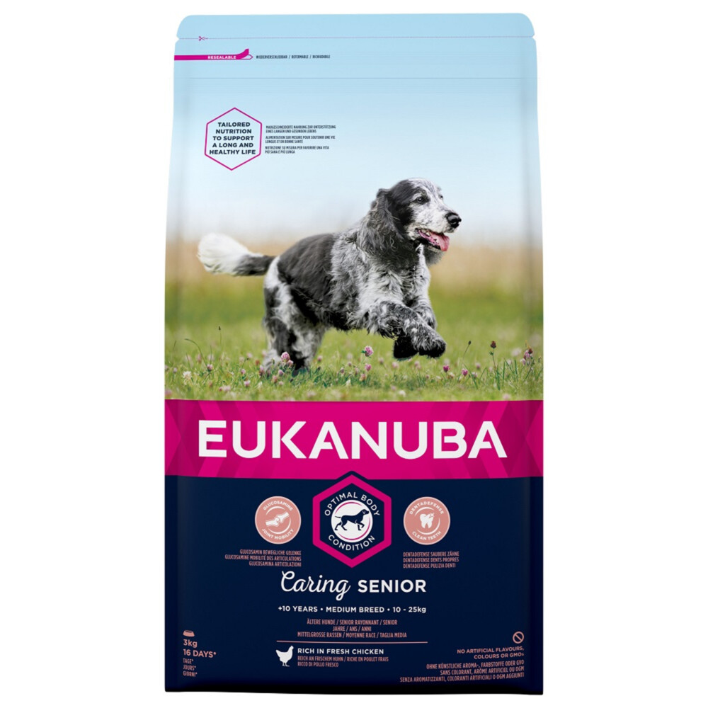 3x Eukanuba Dog Caring Senior Medium 3 kg