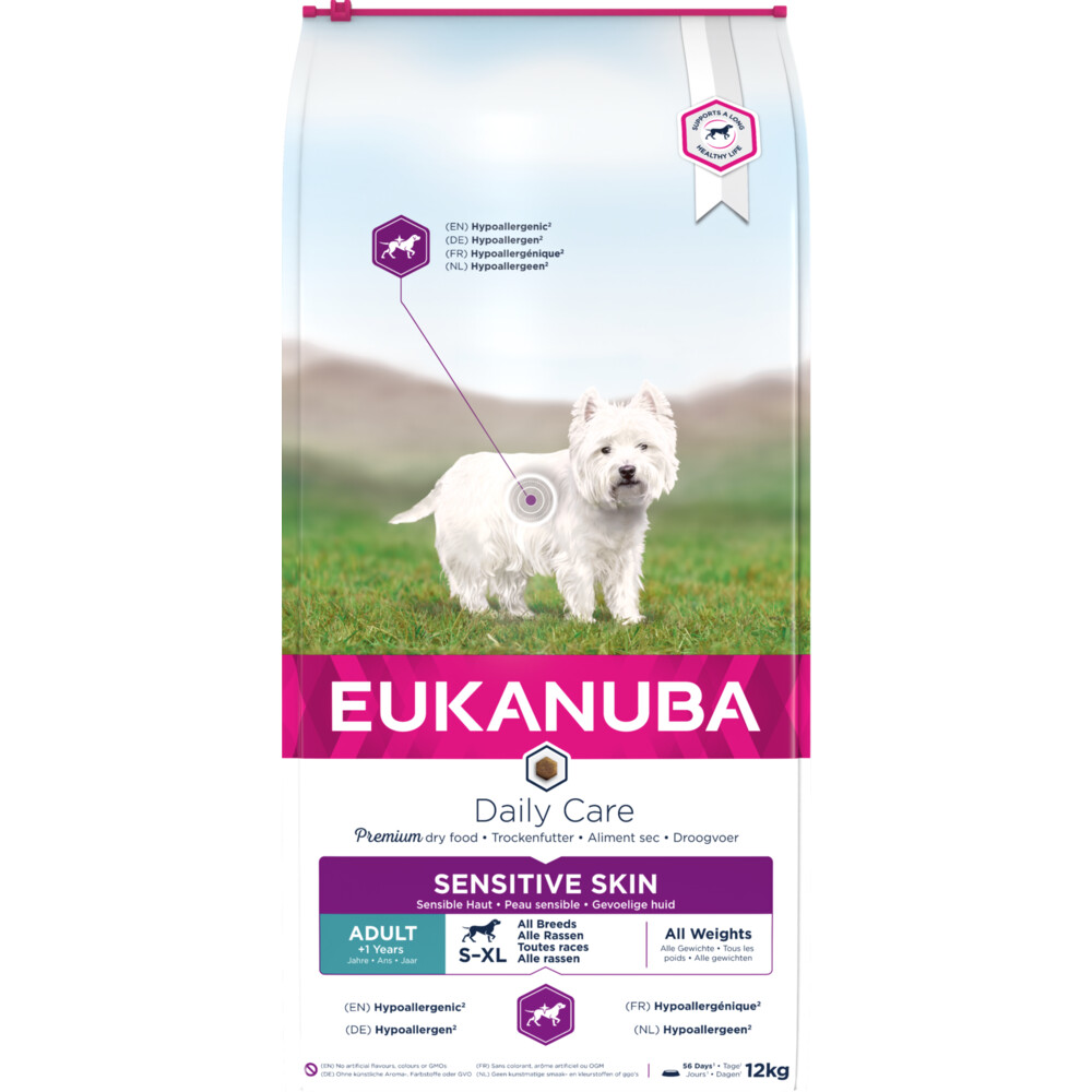 Eukanuba Dog Daily Care Adult Medium Gevoelige Huid 12 kg