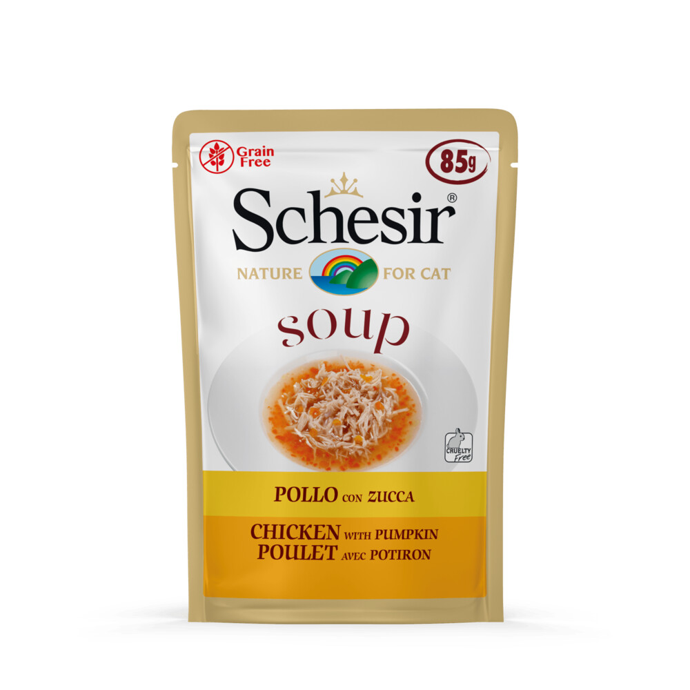 Schesir Katten Natvoer Soep Kip en Pompoen 85 gr