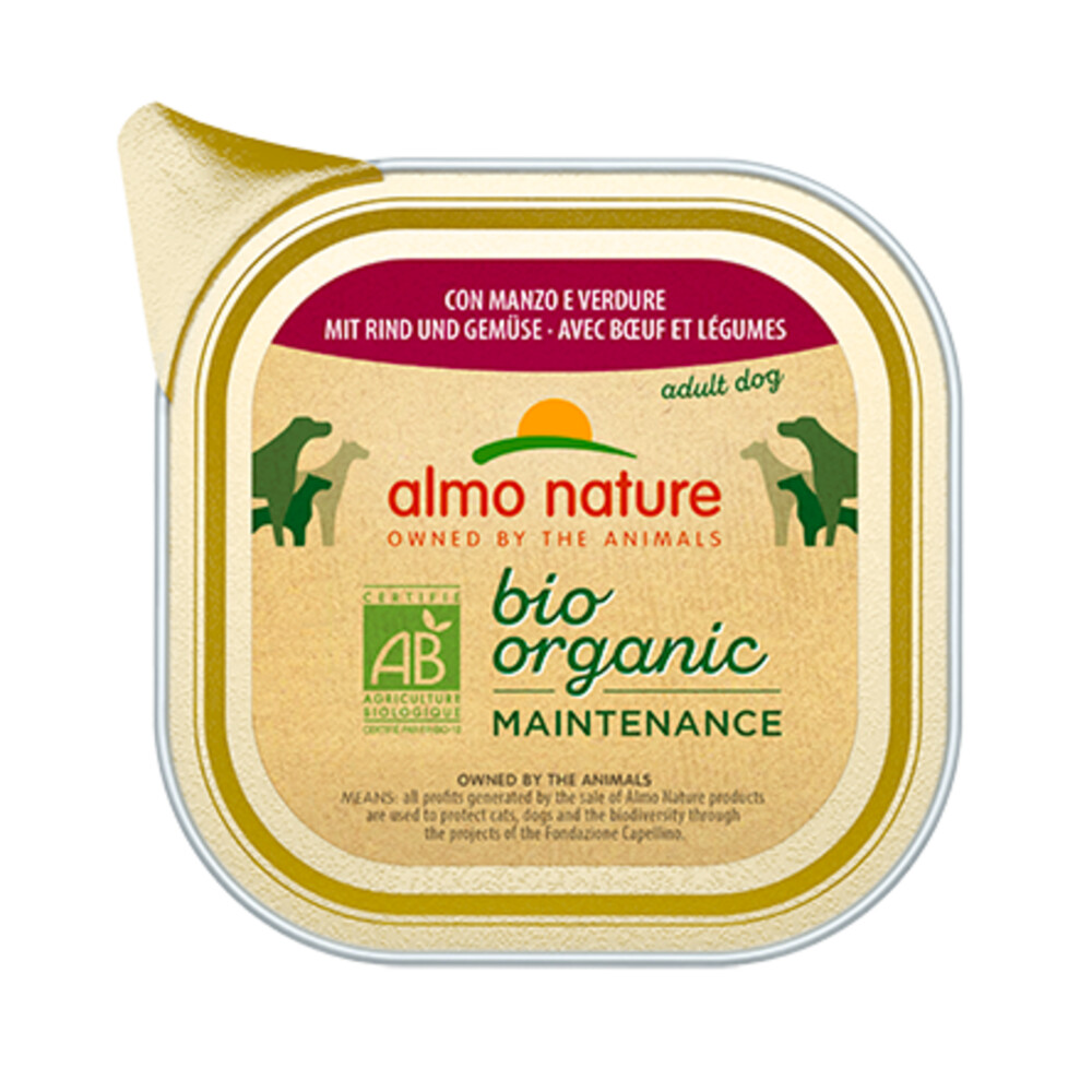 32x Almo Nature Bio Organic Maintenance Hondenvoer Rund en Groenten 100 gr