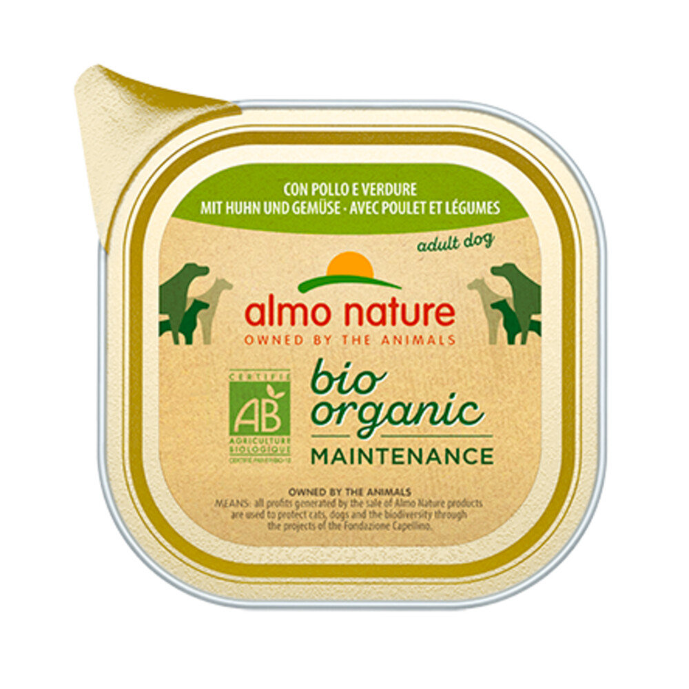 32x Almo Nature Bio Organic Maintenance Hondenvoer Kip en Groenten 100 gr