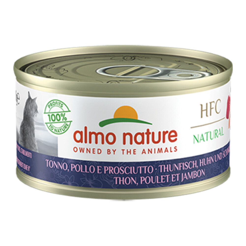 24x Almo Nature HFC Natural Kattenvoer Tonijn en Kip met Ham 70 gr